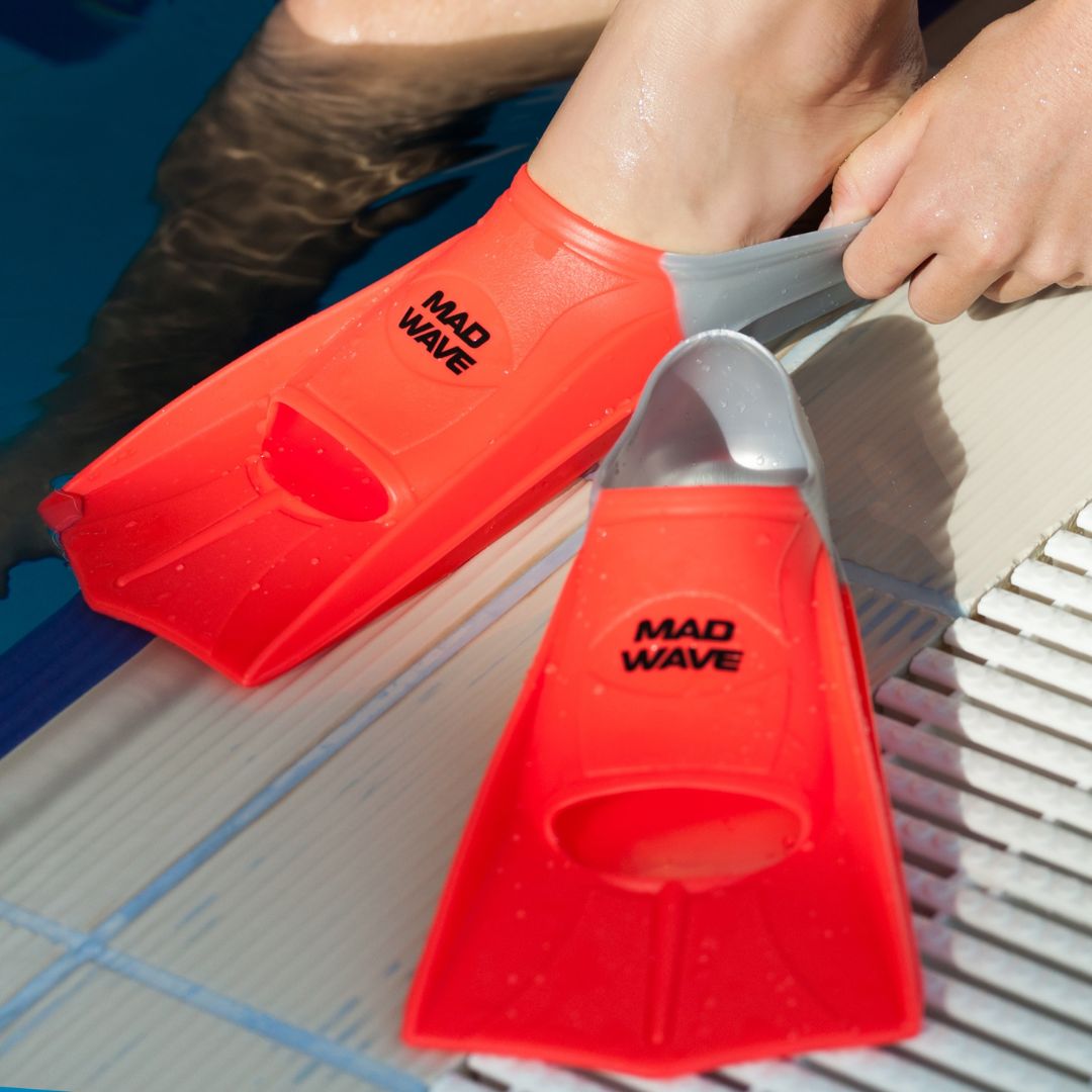 Mad Wave Short Blade Training Fins - Orange-628578