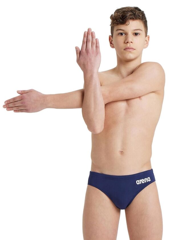 Arena Boy's Team Solid Swim Brief - Navy Blue / Whit