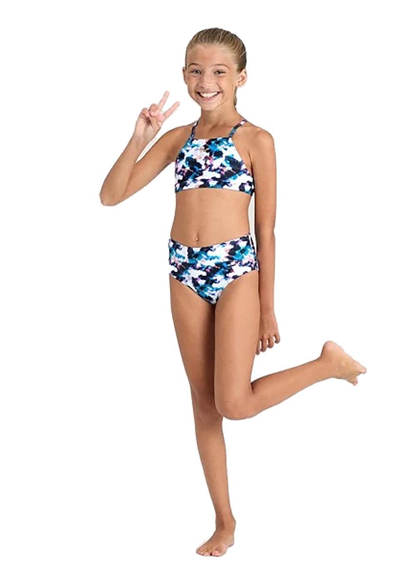 Arena Girls Tie and Dye Crop Top Bikini - Black-624352