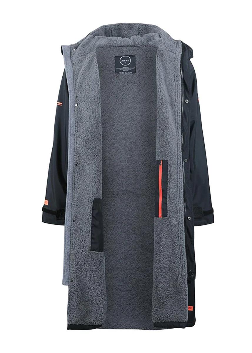 Zone3 Recycled Thermo-Tech Changing Robe - Black/Orange -Inner view