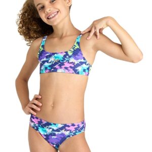 Arena Girls Tie and Dye Crop Top Bikini - Navy