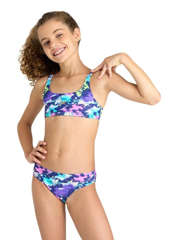 Arena Girls Tie and Dye Crop Top Bikini - Navy