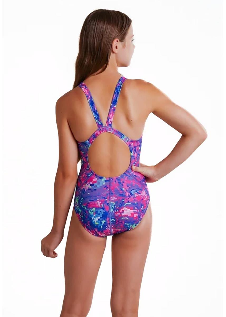Nike Girls Hydrastrong Multi Print Fastback Swimsuit - Persian Violet-brand