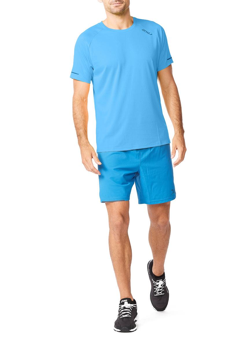 2XU Men's Aero T-Shirt - Lake Blue -Front view