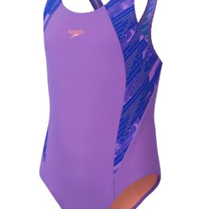 Speedo Girls HyperBoom Splice Muscleback Swimsuit - Blue / Pink