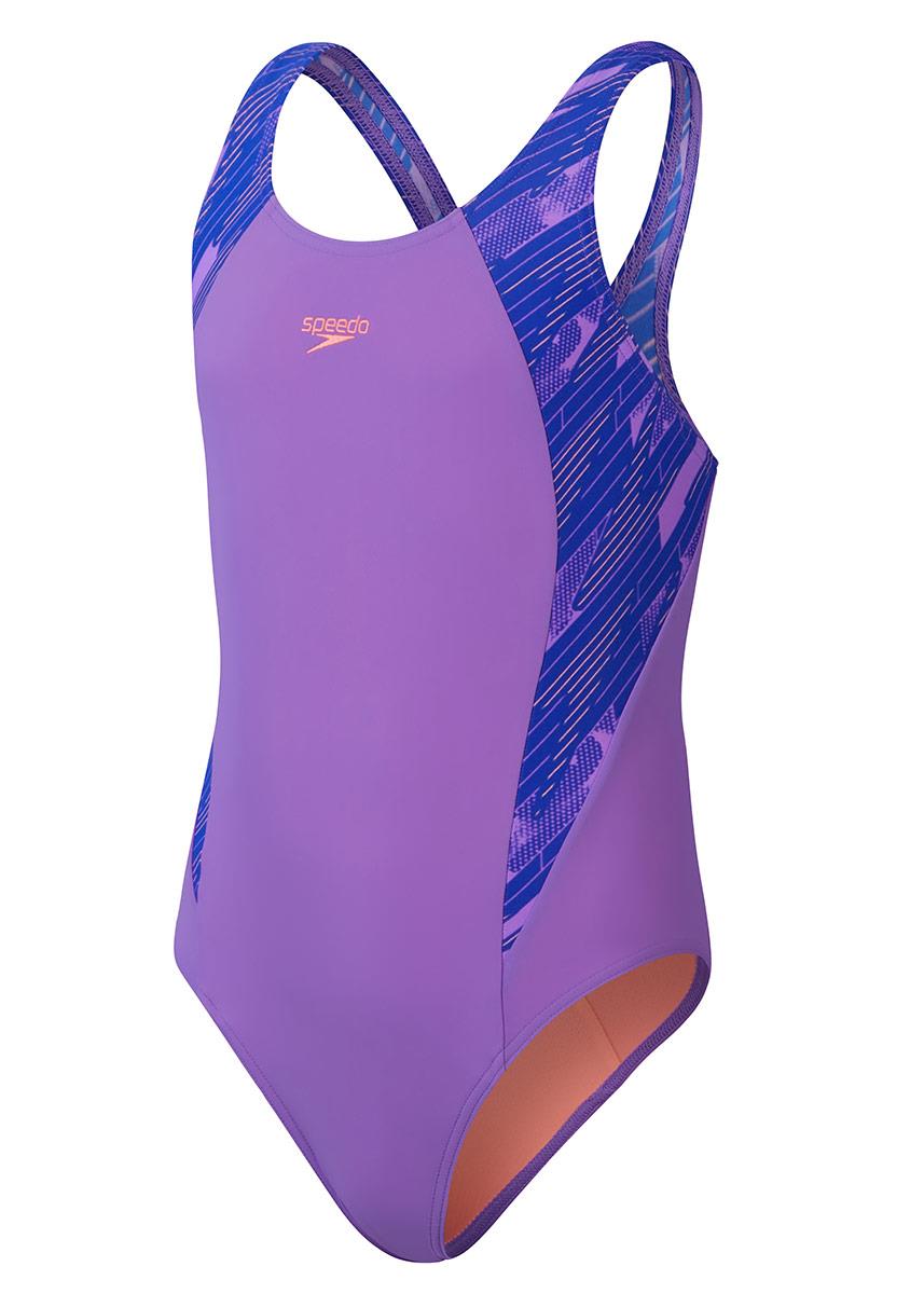 Speedo Girls HyperBoom Splice Muscleback Swimsuit - Blue / Pink