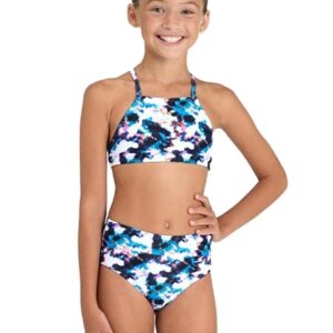 Arena Girls Tie and Dye Crop Top Bikini - Black