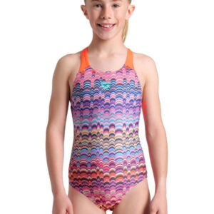 Arena Girl's Ondulation Swim Pro Back Swimsuit - Violet / Coral