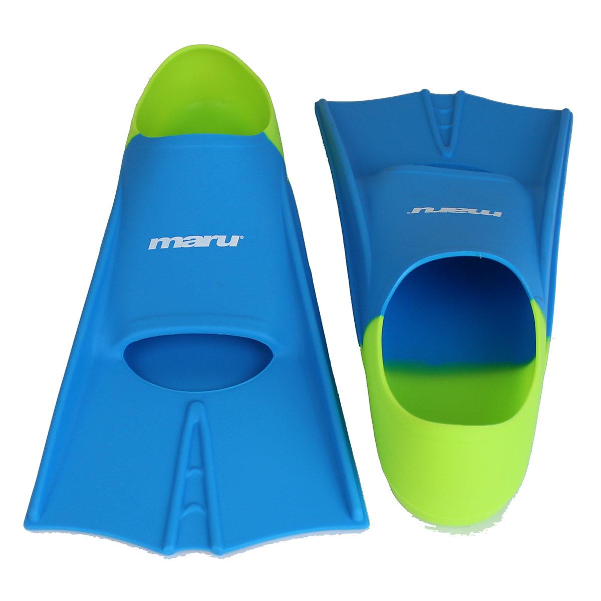 Another view of Maru Short Blade Fins - Blue/Lime