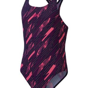 Speedo Girls HyperBoom Allover Medalist Swimsuits - Navy / Pink