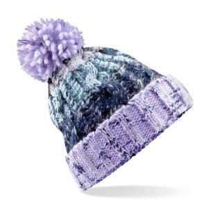 Beechfield Corkscrew Pom Pom Beanie - Lavender Fizz