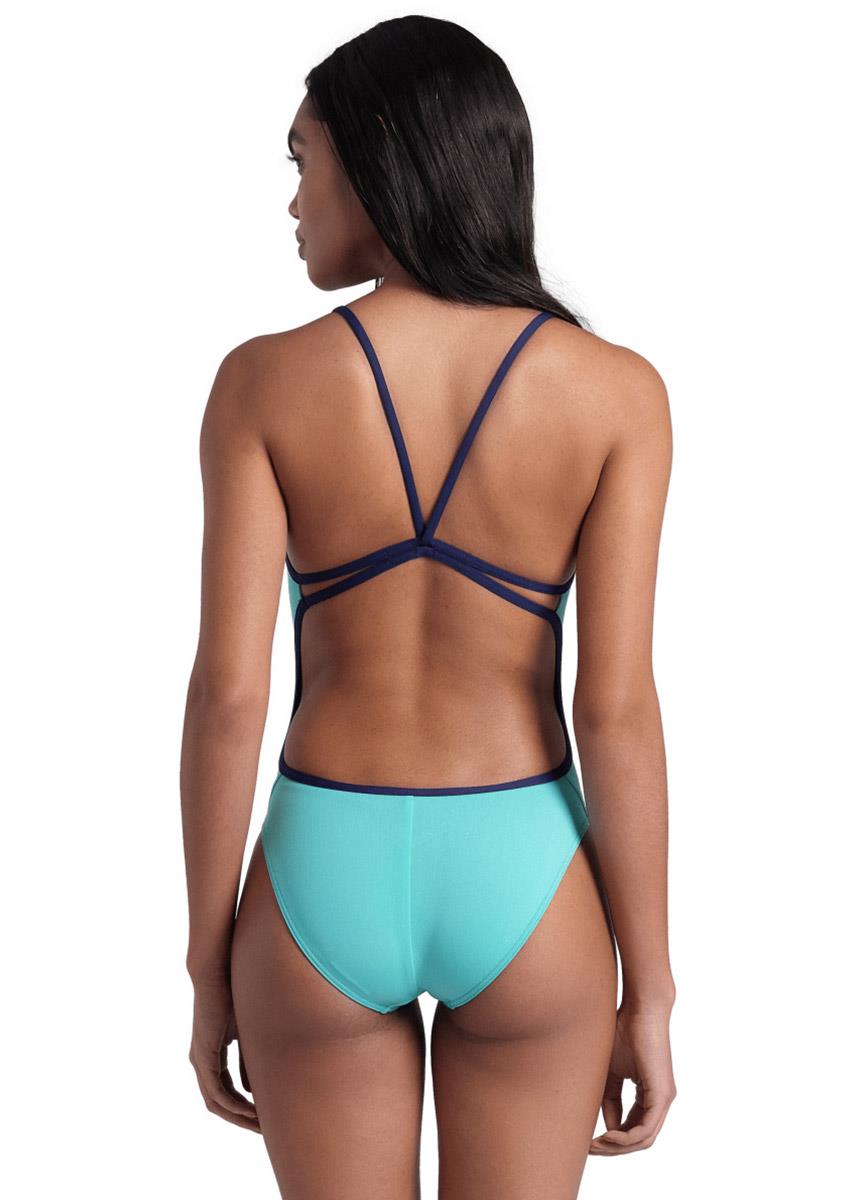 Arena Lace Solid Swimsuit - Aqua / Navy-brand