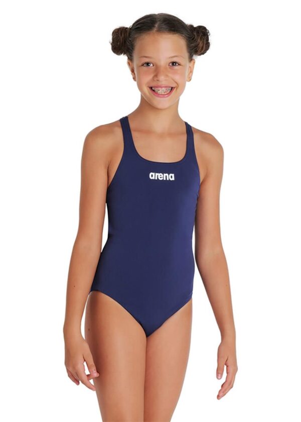 Arena Girl's Team Swim Pro Solid Swimsuit - Navy Blue / White