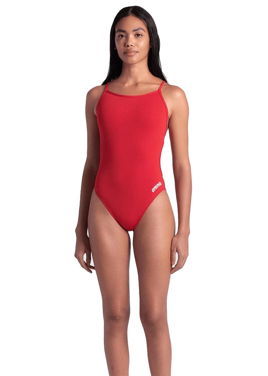 Arena Womens Solid Lace Back Swimsuit - Red / White-626714