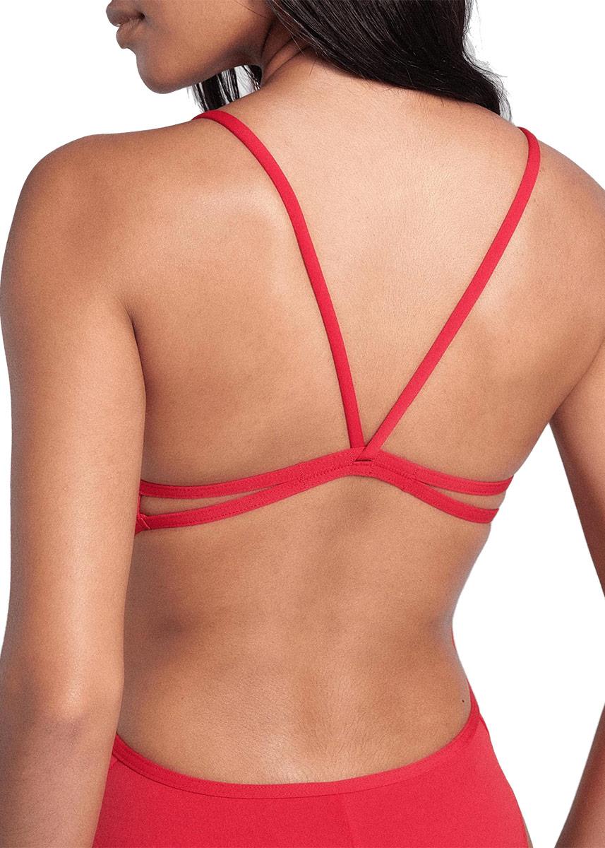 Arena Womens Solid Lace Back Swimsuit - Red / White-626715