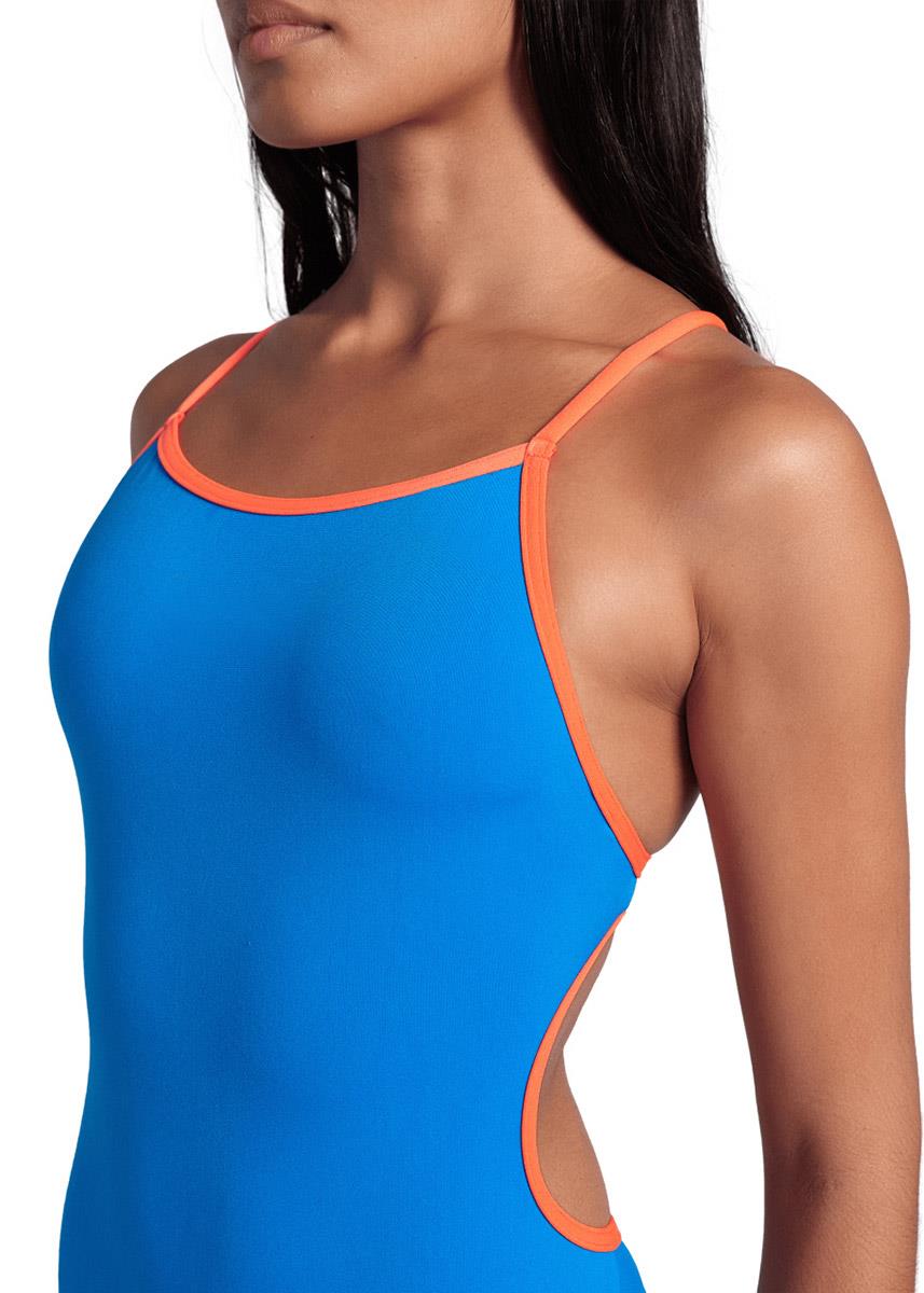 Arena Lace Solid Swimsuit - Blue / Coral-626722