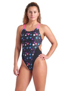Arena WOmens Contour Swim Tech Back Swimsuit - Black / Multi / Pink
