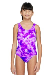 Nike Girls Tye Dye U-Back One Piece Swimsuit - Vivid Purple