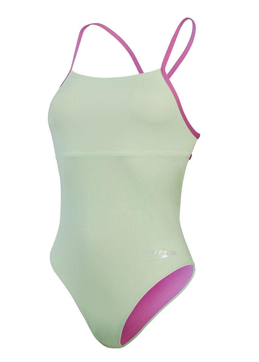 Speedo Solid Lattice Tie Back Swimsuit - Matcha Green-626640