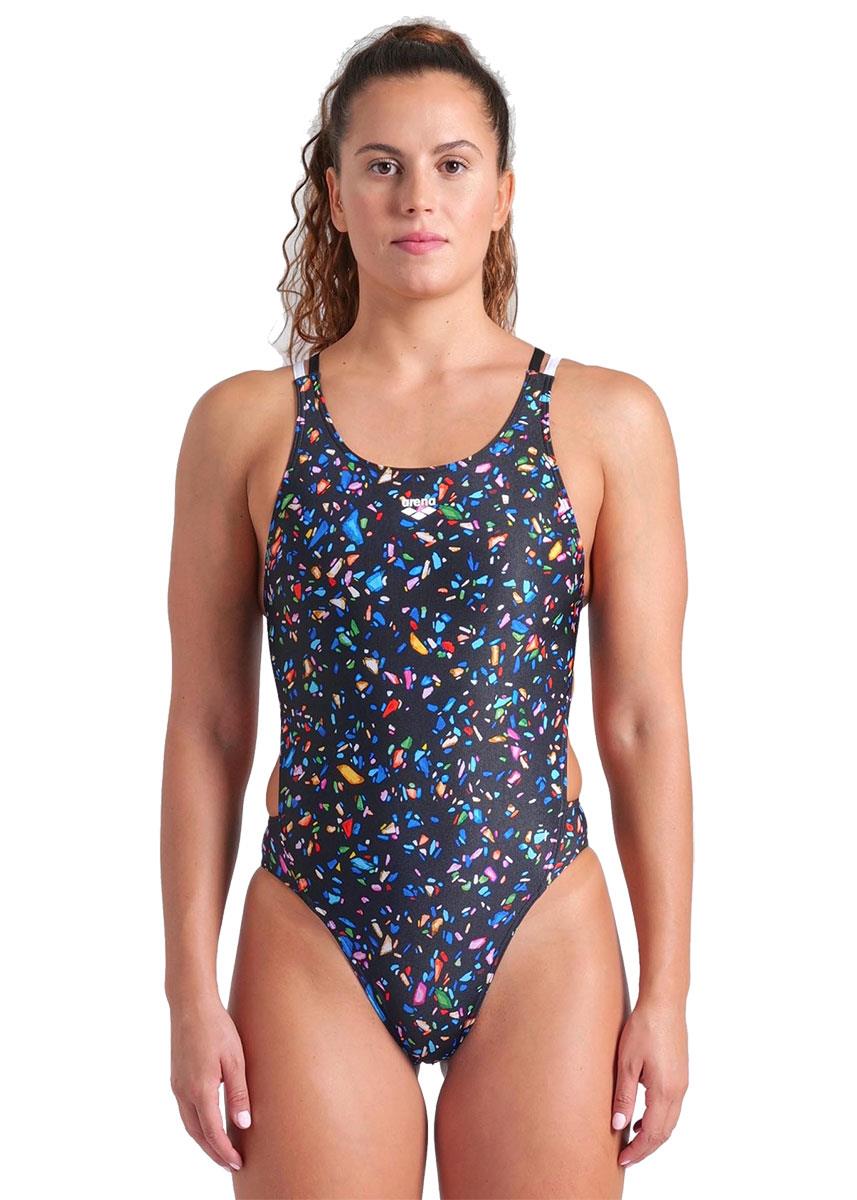 Arena Confetti Swim Tech Back Swimsuit - Black / Multi