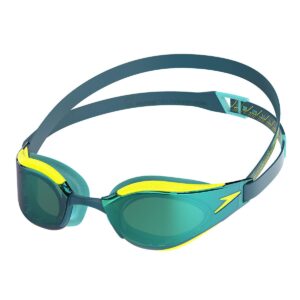 Speedo Fastskin Hyper Elite Mirrored Goggles - Hyper Yellow / Steel / Emerald