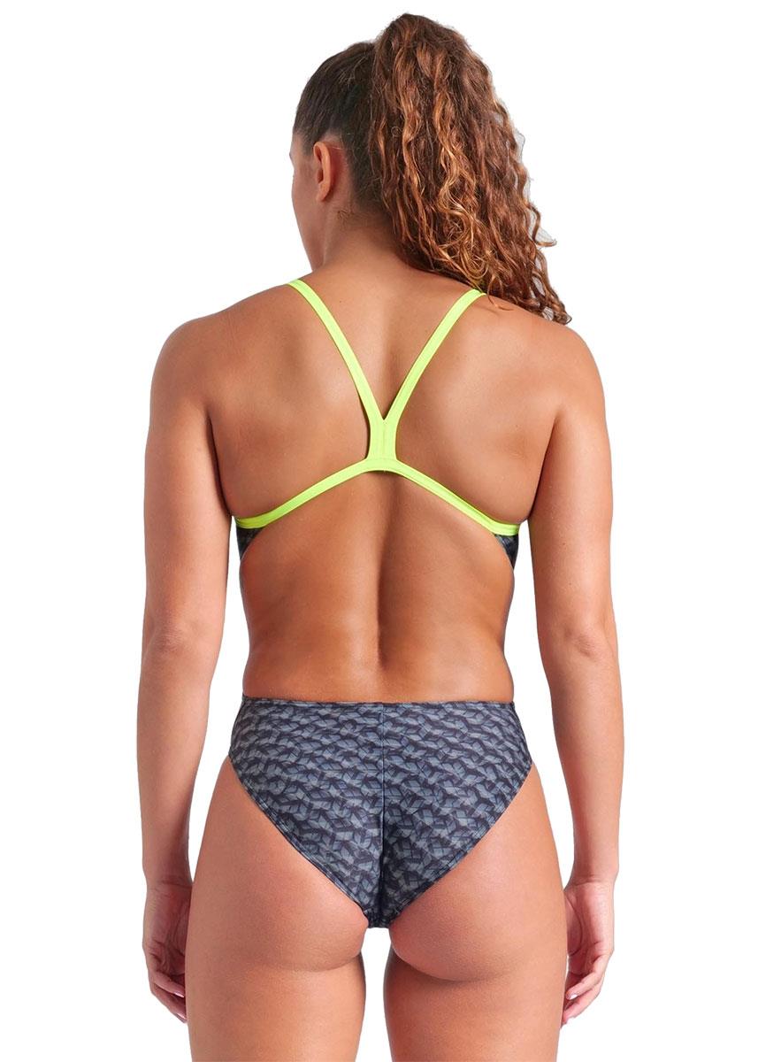Arena Monogram Challenge Back Swimsuit - Dark Sage / Artic Lime-brand