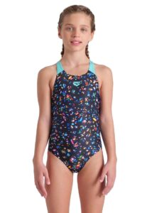 Arena Girls Confetti Swim Pro Back Swimsuit - Black / Multi / Water