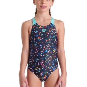 Arena Girls Confetti Swim Pro Back Swimsuit - Black / Multi / Water