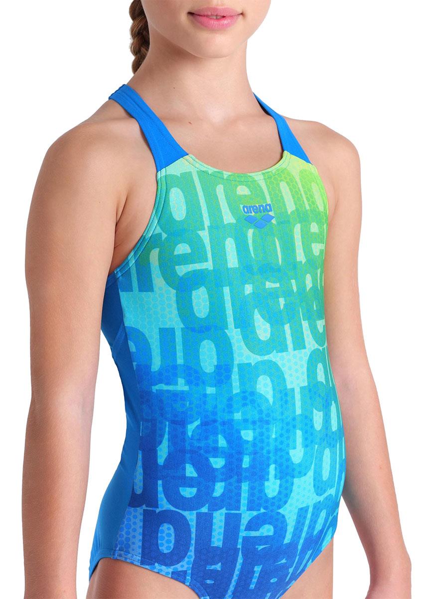 Arena Girls Multi Colours V Back Swimsuits - Blue River / Multi-627079