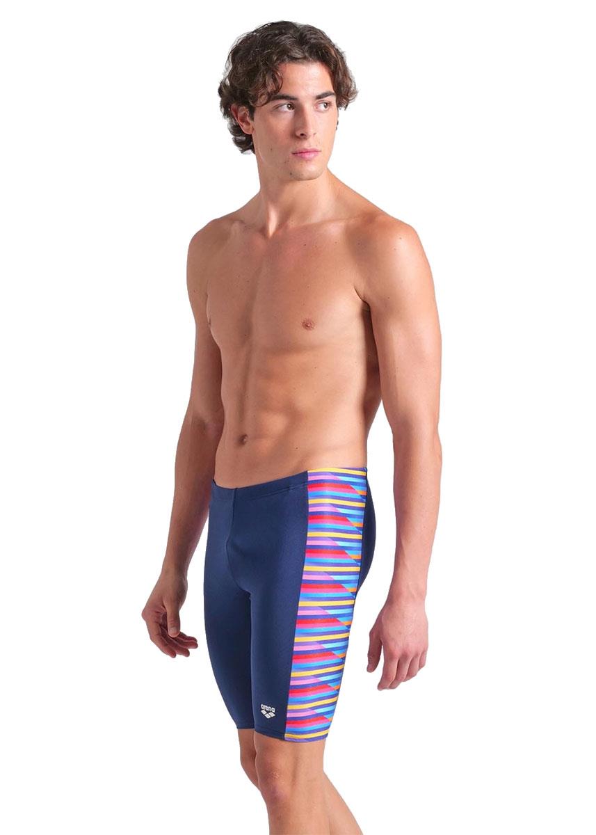 Arena Mens Racing Stripe Swim Jammers - Navy / Multi-626743