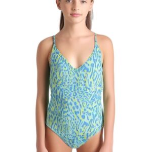Nike Girls WIld Lace Up One Piece Swimsuits - University Blue
