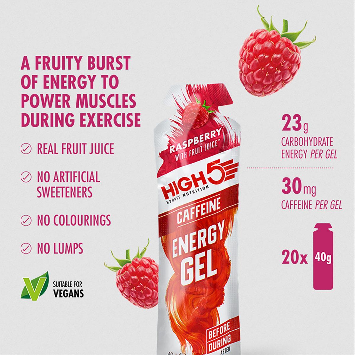 HIGH5 CAFFEINE ENERGY GEL - RASPBERRY - 40 g-628186