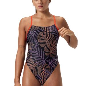 Speedo Club Training Allover Printed Tie Back Swimsuit - Black / Red