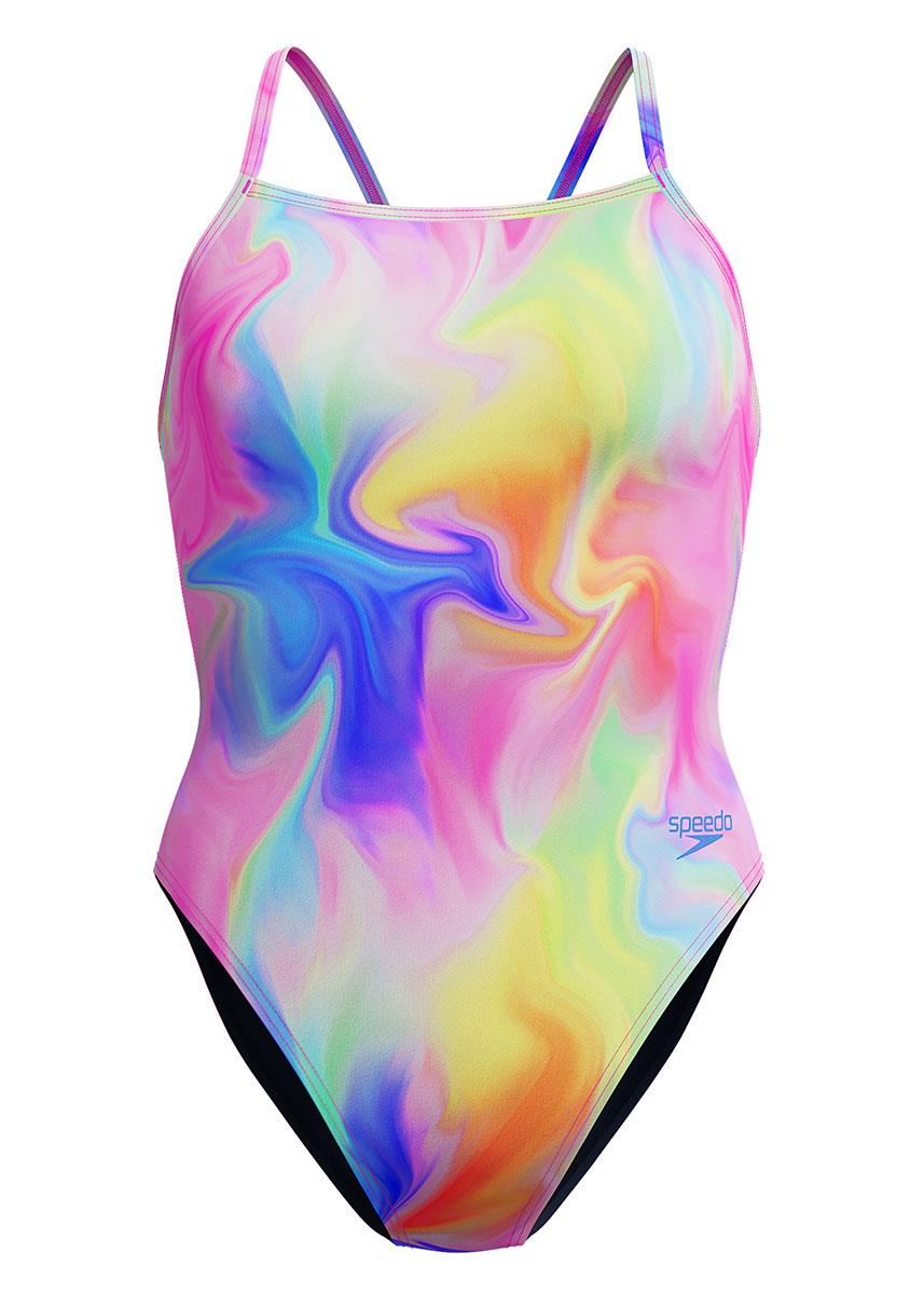 Speedo Womens Printed V-back Swimsuit - Flare Pink-628093
