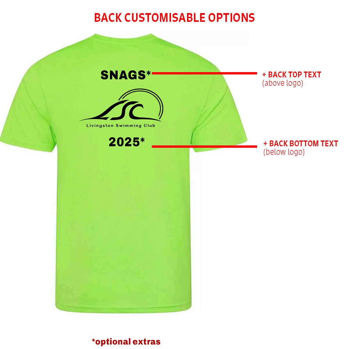 Livingston Swimming Club Custom T-Shirt - Electric Green-628955