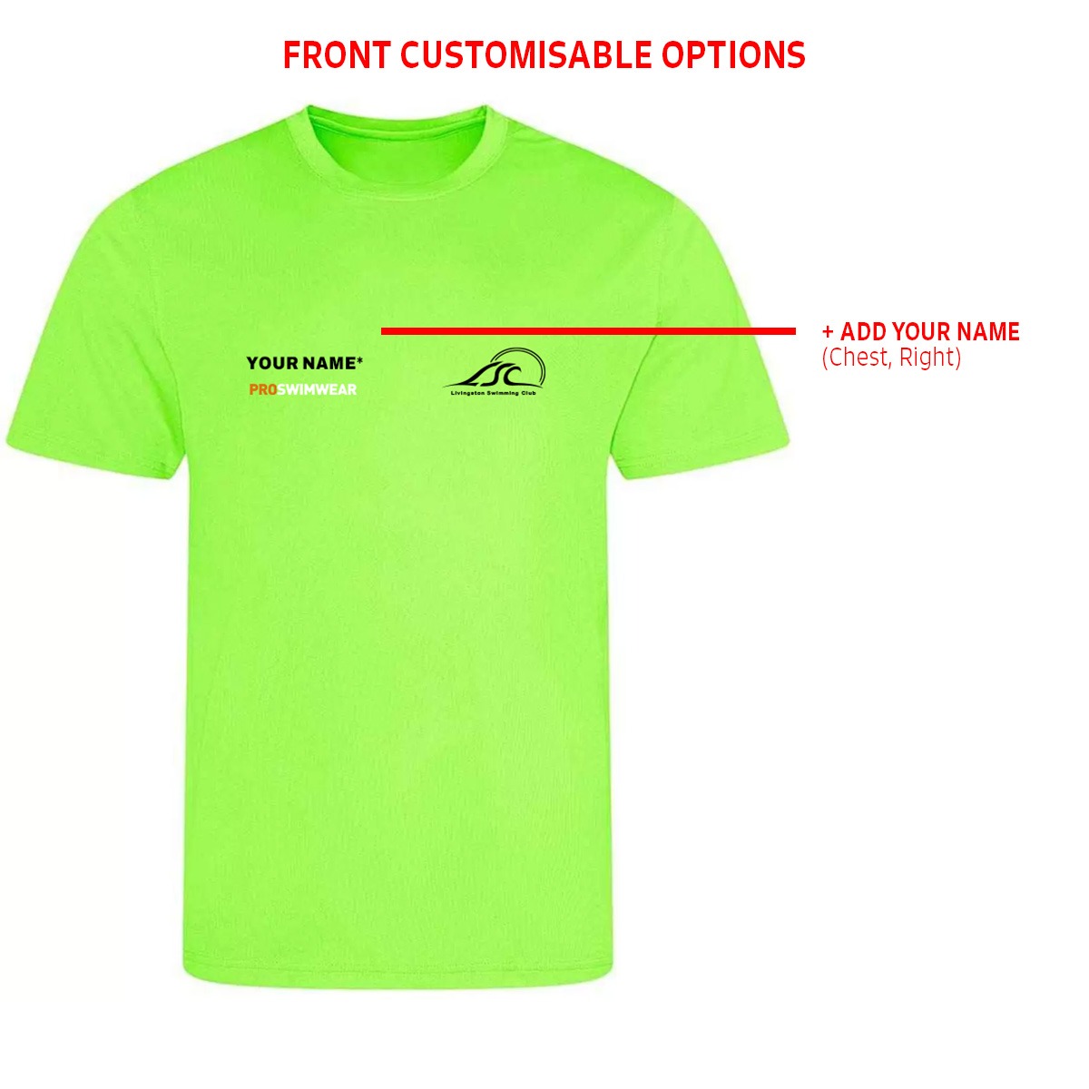Livingston Swimming Club Custom T-Shirt - Electric Green-628953