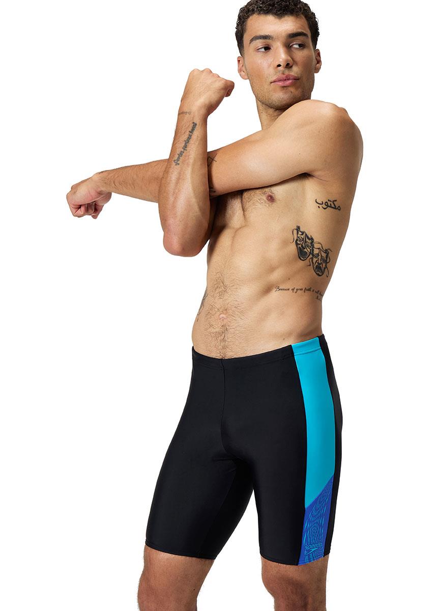 Speedo Mens Dive Splice Jammer - Black / Cobalt Pop-628978