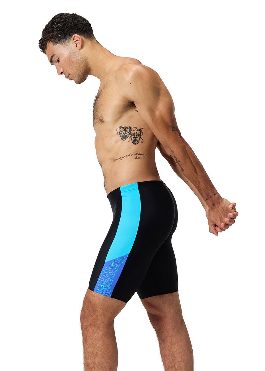 Speedo Mens Dive Splice Jammer - Black / Cobalt Pop-628979