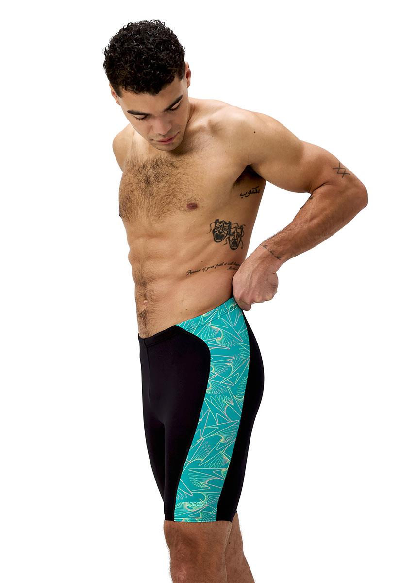 Speedo Mens Hyperboom Panel Jammer - Blue / Green-629807