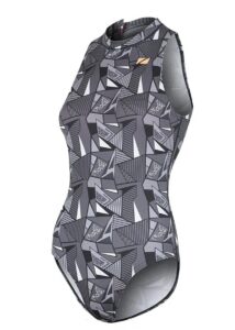 Zone3 Women's Renew High Neck Openwater Swimsuit - Black / Grey