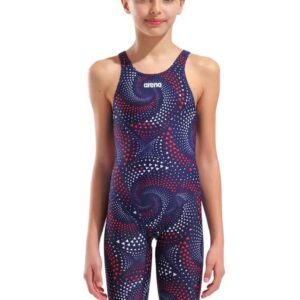 Arena Girl's Printed Kneeskin - Navy / Team Red White Blue-0