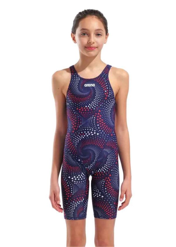 Arena Girl's Printed Kneeskin - Navy / Team Red White Blue-0