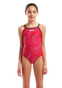 Arena Girl's Fireflow Light Dropback Swimsuit - Black / Team Red