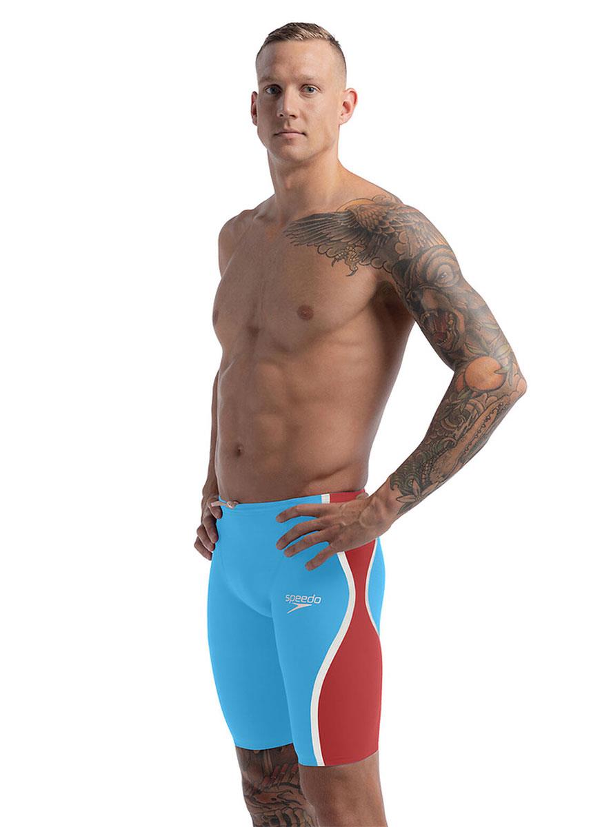 Speedo Fastskin LZR Pure Intent 2.0 High Waisted Jammer - Blue / Red / Snow-630305