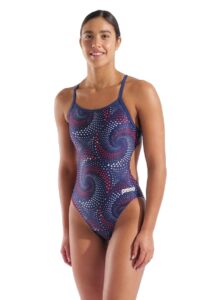 Arena Womens Fireflow Challenge Back Swimsuit - Navy / Team Red White Blue