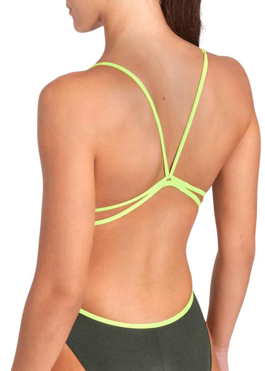 Arena Solid Lace Back Swimsuit - Dark Sage / Arctic Lime-631188