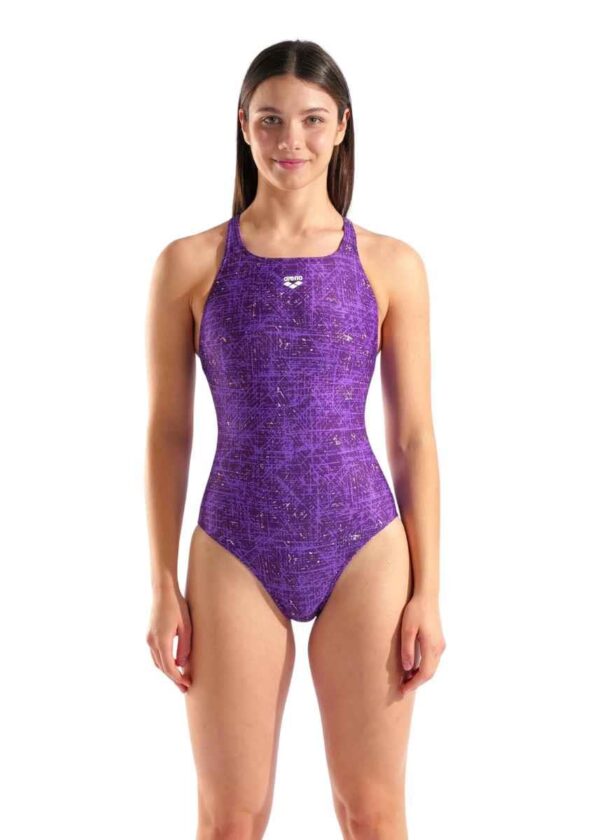 Arena Ribbed Swim Pro Back Swimsuit - Plum / Multi-0