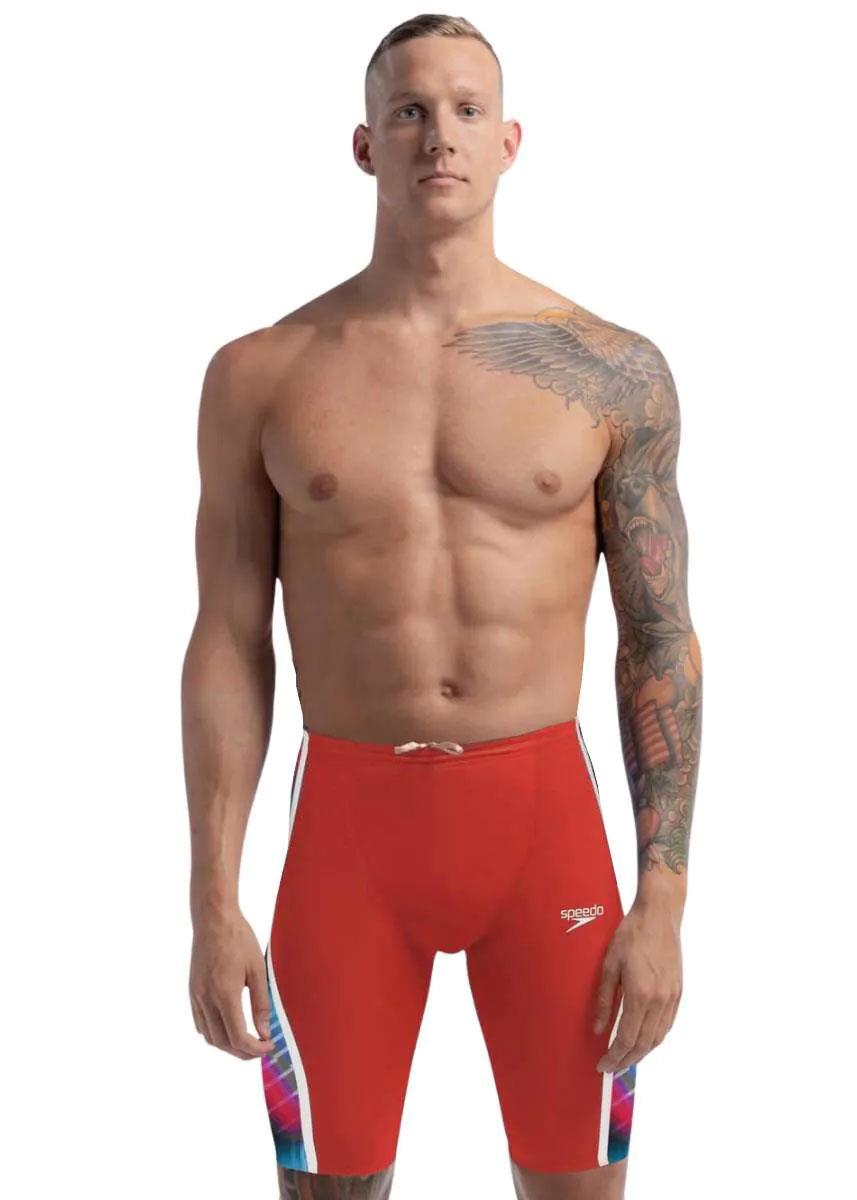 Speedo Fastskin LZR Pure Intent 2.0 High Waisted Jammer - Red / Blue / Snow