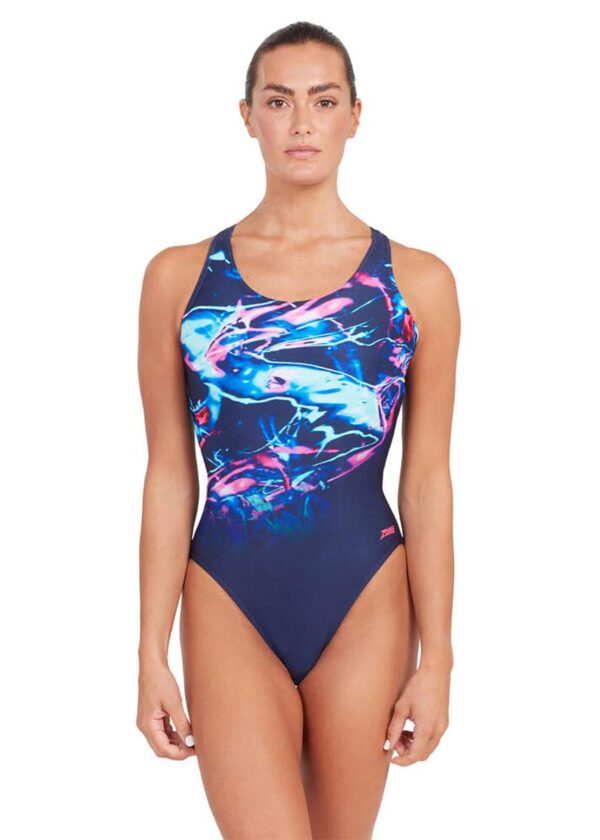 Zoggs Liquidity Actionback Swimsuit - Navy / Multi