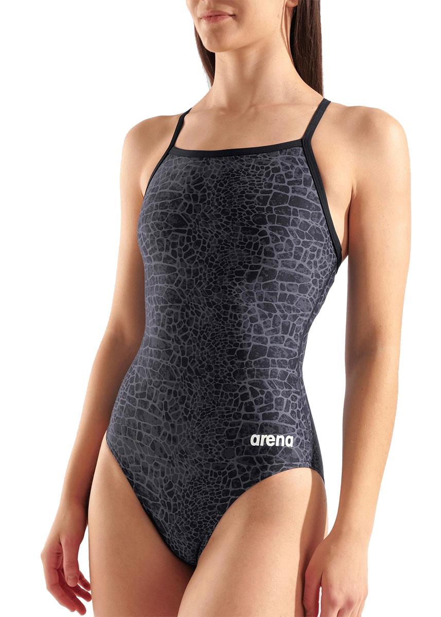 Arena Womens Snakeskin Lightdrop Back Swimsuit - Black / Team Black-631153